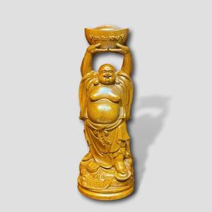 Handcrafted Natural Rosewood Laughing Buddha Sculpture Feng Shui Wealth <b>Statue</b> for Home Office Decoration - Product Image 2