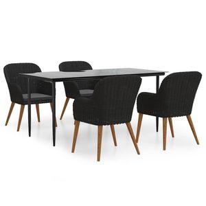 Juego de Comedor para Patio de 5 Piezas en Negro con Cojines para el Jardín - Product Image 2