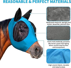 Máscara antimoscas para caballos al por mayor con protección para orejas y nariz, diseño de malla para protección solar y contra insectos. - Product Image 3
