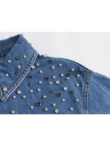 New Casual Eco-Friendly High Street Winter Loose Lapel Denim Long Sleeve Bomber <b>Jacket</b> Short Women's - Product Image 4