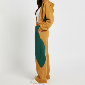 2025 New Arrived Casual Wear Oversize Color Block Sweatsuit <b>Set</b> For Women Breathable Comfortable Hip Hop Style Tracksuit - Product Image 2