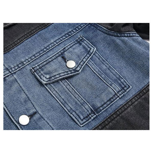 แจ็กเก็ตกางเกงยีนส์สำหรับเข้ารูปเสื้อแจ็กเก็ตยีนส์สีน้ำเงินย้อนยุควินเทจแฟชั่นถูกทำลาย - Product Image 4