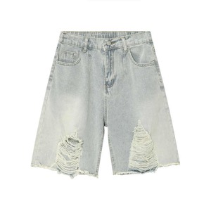 Pantalones Cortos de Mezclilla Desgastados Y2K para Hombre, Transpirables, de Cintura Media, Pierna Recta, Rotos, de Algodón, Casuales, para Fiesta, Verano, Estilo Urbano - Product Image 1