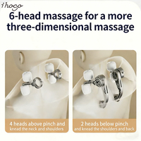 Masseur de cou sans fil 6D avec chaleur - 6 têtes simulant des mains humaines, 3 niveaux d'intensité, portable pour le bureau et la maison