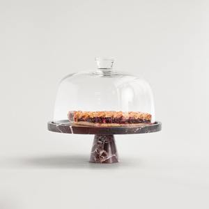 Modern wooden <b>cake</b> stand with clear <b>glass</b> <b>dome</b> and white base premium dessert display for bakery kitchen party table best sell - Product Image 3