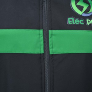Veste de travail pour homme Elec Plus, nouvelle collection, noir et vert, coupe-vent, fermeture éclair sur le devant, logo brodé, coupe classique, vêtement d'automne, veste en polyester - Product Image 6