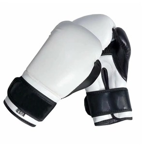 Guantes de Boxeo Blancos y Negros de 8 Onzas, de Cuero, con Cierre de Velcro y Correa para la Muñeca, para Entrenamiento de Artes Marciales para Adultos - Product Image 4