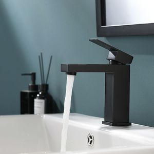 Rubinetto Moderno Monocomando Nero Spazzolato per Lavabo Bagno, Miscelatore Monoforo per Lavandino - Product Image 4