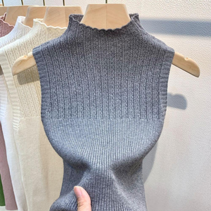 Camiseta sin mangas de punto acanalado retro, top de verano sin mangas con cuello alto y corte ajustado para uso casual, streetwear y diario - Product Image 6