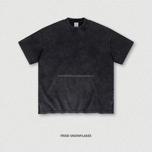 Haute qualité lourd 100% coton lavé à l'acide vintage en détresse t-shirt logo personnalisé rue t-shirt surdimensionné hommes hip hop t - Product Image 5