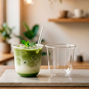 Quang Quan Transparent Disposable Single Wall PP <b>Cups</b> 12oz/24oz 95mm Diameter for Hot/Cold Beverages Iced Coffee Milk Tea Juice - Product Image 2