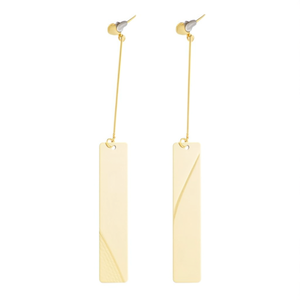 Vintage Asscher Cut Zircon Long Stud Earrings 14K Gold Plated - Product Image 2