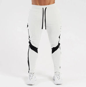 Men's Navy Blue Sweatpants With White Side Stripes <b>Elastic</b> <b>Waist</b> Drawstring Breathable Knitted Casual Pants Spring Wear - Product Image 4