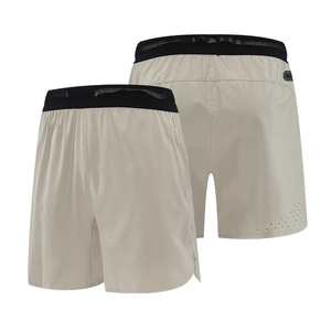 Pantalones cortos de entrenamiento para correr para hombre, pantalones cortos de gimnasio de secado rápido, pantalones cortos deportivos transpirables con corte láser y bolsillo con cremallera, elásticos en 4 direcciones - Product Image 2