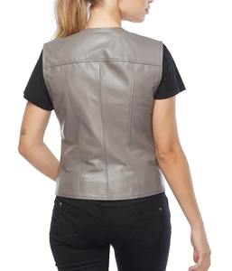 Chaleco de Cuero Genuino de Alta Calidad para Mujer, Impermeable, Estilo Urbano, Hip Hop, Personalizable, Venta al Por Mayor - Product Image 6