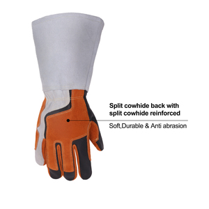 Gants de soudeur à manchette longue en daim de vachette renforcé, résistants aux coupures et aux hautes températures, ignifuges - Product Image 5