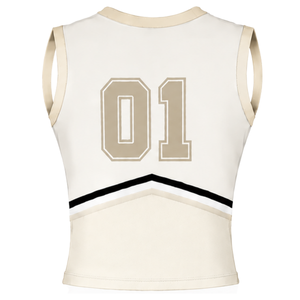 Ensemble d'uniformes de cheerleading beige, haut sans manches à col en V, jupe plissée, uniforme sportif pour équipe athlétique, performance de danse, entraînement - Product Image 4
