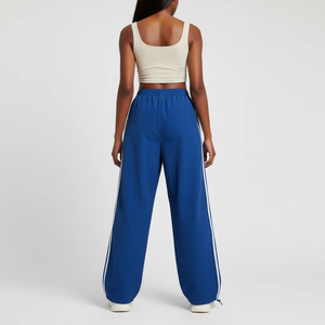 Nuevas llegadas: Pantalones deportivos casuales de encaje con vuelo, leggings gruesos personalizados para mujer, joggers elásticos con cintura elástica y efecto desgastado, 100% algodón para invierno. - Product Image 2