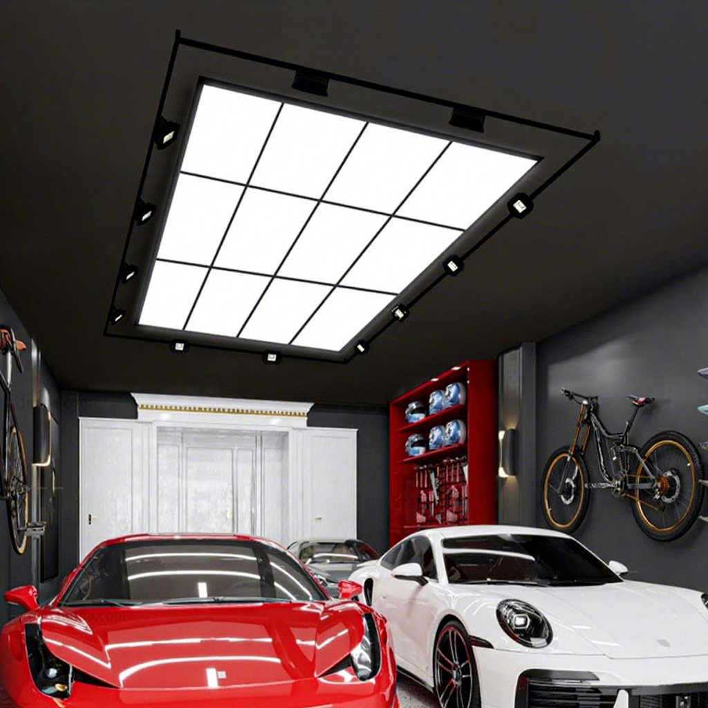 Hot Selling LED Car Wash Ceiling Light Modern Design Flat Panel Garage Lamp 12-Grid Automotive Workshop Lighting for Tint Shop