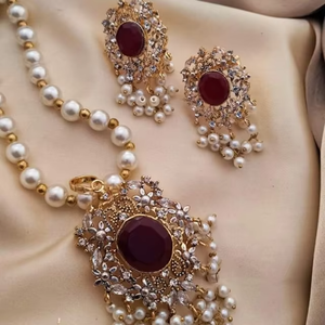 Collier long indien personnalisé avec zircon, idéal pour mariages, fiançailles, l'Aïd et les fêtes – Parure de bijoux pour femmes – Vente chaude - Product Image 6