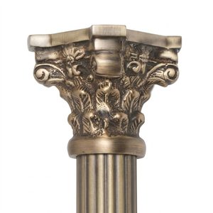 Poignée de porte en laiton massif de luxe, 36 pouces, finition or antique |   Poignée de porte d'entrée d'hôtel design colonne corinthienne moderne - Product Image 3