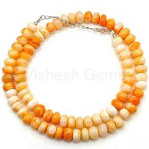 Natural Orange Opal Smooth Rondelle Beaded Choker Necklace 7x8mm Candy Opal Gemstone Necklace With 925 Sterling <b>Silver</b> Jewelry - Product Image 5