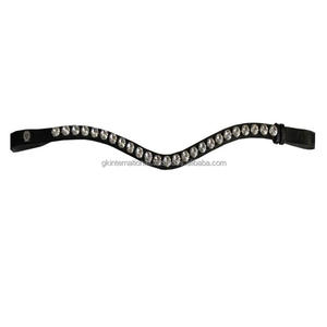 Nueva diadema de cuero grueso artesanal para caballo con canal vacío y cristales de diamante multicolor brillantes incrustados. - Product Image 6