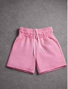 Men s Pink High Waist Drawstring Casual Knitted Shorts Solid Color Comfortable Fit Style Men s Classic Streetwear Shorts - Product Image 4