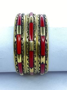 American Style Silver Plated Brass Metal and Resin Inlay <b>Bangle</b> Set for Girls and Woman Handcrafted Items in India - Product Image 5