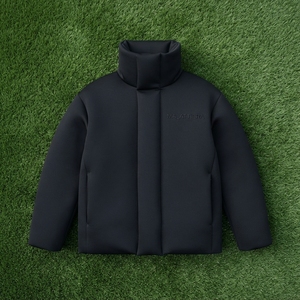 Chaqueta acolchada minimalista negra para hombre, con cuello alto, cremallera completa, abrigo de invierno cálido y aislante, informal, para exteriores. - Product Image 6