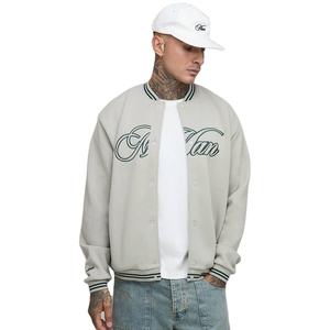Veste de style universitaire décontractée coupe-vent en peau de mouton avec logo personnalisé OEM, broderie sur le devant, manches extra larges pour hommes - Product Image 1