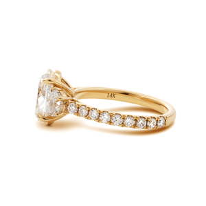 Elegant Bridal Oval Cut Lab Grown Diamond IGI Certified Solid Yellow Gold <b>Ring</b> for Women Luxury Three Stone Half-<b>Moon</b> Side <b>ring</b> - Product Image 6