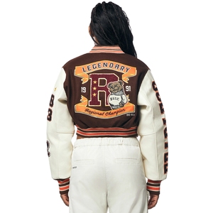 Chaqueta Bomber Varsity Corta para Mujer, Acabado Satinado, Ligera, Estilo Urbano, Chaqueta Letterman para Líneas de Ropa - Product Image 2