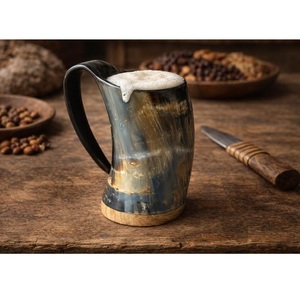 Artisan Crafted Horn <b>Mug</b> Viking Tankard Natural Buffalo Horn Engraved Cup - Product Image 3