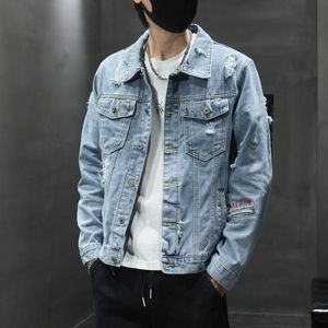 Street Style High Quality Full Sleeve Casual Wear <b>Men</b> Solid <b>Denim</b> <b>Jacket</b> Outdoor Winter Streetwear Plain <b>Men</b> <b>Denim</b> <b>Jackets</b> - Product Image 4