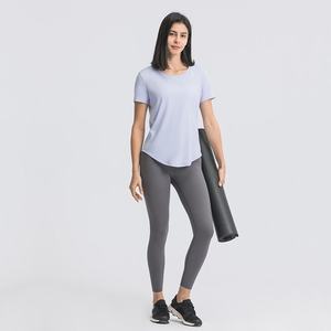 Wholesale Slim-Fit Brush <b>Yoga</b> <b>T</b>-<b>Shirt</b> for Women Quick Dry Casual Sports Crop Top for Women Short Sleeve Fitness <b>Shirt</b> - Product Image 4