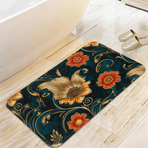 Juego de Alfombras de Baño de 3 Piezas en Negro y Dorado, Alfombrillas de Baño Antideslizantes de Lujo con Alfombra Contorno para Inodoro y Alfombra para la Tapa del Inodoro - Product Image 4