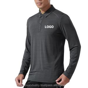 Jersey de 240gsm para hombre, 100% algodón suave para camisas, logotipo personalizado bordado, elegante, informal, manga larga, anticontracción, OEM, venta al por mayor - Product Image 1