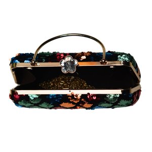 Black And Red Floral Embroidery <b>Clutch</b> Elegant Floral Handbag for <b>Wedding</b> and Party Occasions - Product Image 3