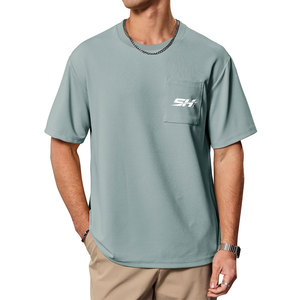 T-shirt de sport ample et moderne pour homme à manches courtes avec poche – Vêtement de musculation stylé – Fabricant de vêtements de sport - Product Image 5