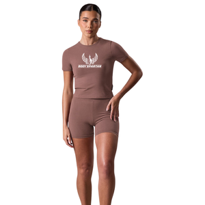<b>Women's</b> Mocha <b>Brown</b> Slim Fit Soft Stretch Crew Neck Short Sleeve Quick Dry Eco-Friendly Activewear Fitness Casual Fashion <b>Top</b> - Product Image 1