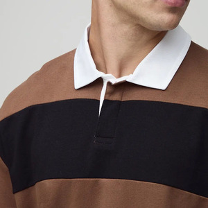 Camiseta de Rugby de Manga Larga para Hombre, Talla Grande, Estilo Casual de Verano, Tejida, 100% Algodón, Transpirable, Color Sólido - Product Image 4
