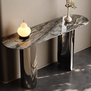 Mesa Consola Moderna de Superficie Sólida de Mármol Resistente al Agua con Acabado Pulido y Borde Cuadrado para Uso en Interiores - Product Image 3