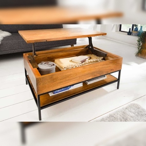 Vandana Vintage Essence Modern Durable <b>Coffee</b> <b>Table</b> Factory <b>Lift</b>-Up 80cm Solid Mango Wood Metal Storage Space for Home Furniture - Product Image 3