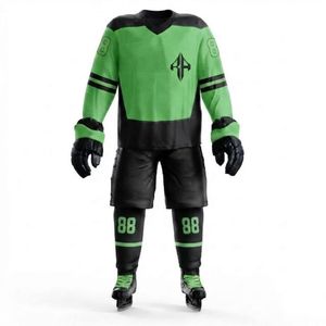 Conjunto de Uniforme de Hockey sobre Hielo de Alta Calidad con Impresión por Transferencia de Calor, Cuello en V, Material 100% Poliéster Transpirable para Hombre - Product Image 2