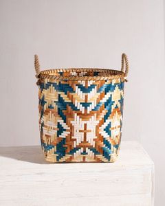 Cesta de Bambú Estilo Vintage, Cesto para Ropa Sucia, Organizador Redondo para Cocina, Accesorios para el Hogar, Organizadores, Contenedores de Almacenamiento, Cajas - Product Image 3