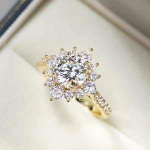 Bague en argent sterling 925 plaqué or 14 carats avec moissanite, bague de promesse pour femme, bijou de fiançailles, cadeau - Product Image 4