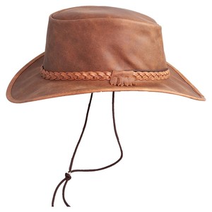 ELYSIAN INDUSTRIES Leather Cowboy <b>Hat</b> Unisex Brown Wide Brim Braided <b>Band</b> Outdoor Casual Four Seasons 56-58CM - Product Image 5