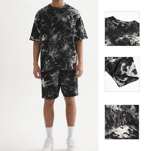 Conjunto de Camiseta y Pantalones Cortos de Algodón Puro, Transpirable, de Corte Holgado, con Diseño Tie Dye, para Hombres y Adolescentes, Talla Grande, Informal, para Verano - Product Image 6