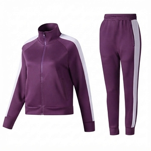 Hot Sale OEM Service Lightweight Stand Collar Full Sleeves Women's <b>Tracksuit</b> Set Solid Colors High Quality Elastic Waist Pants - Product Image 3